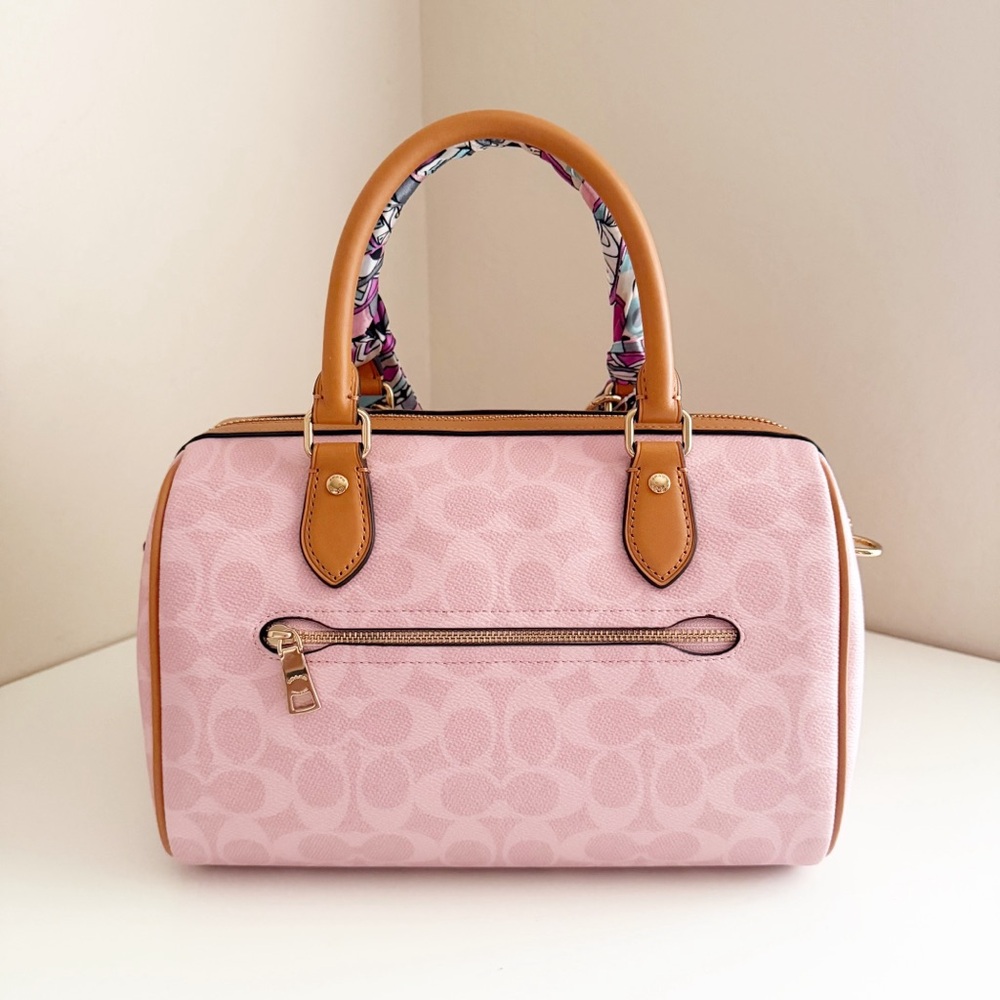 Coach Rowan Satchel Bag In Signature Canvas With Charms Powder pink NWOT - Picture 4 of 9